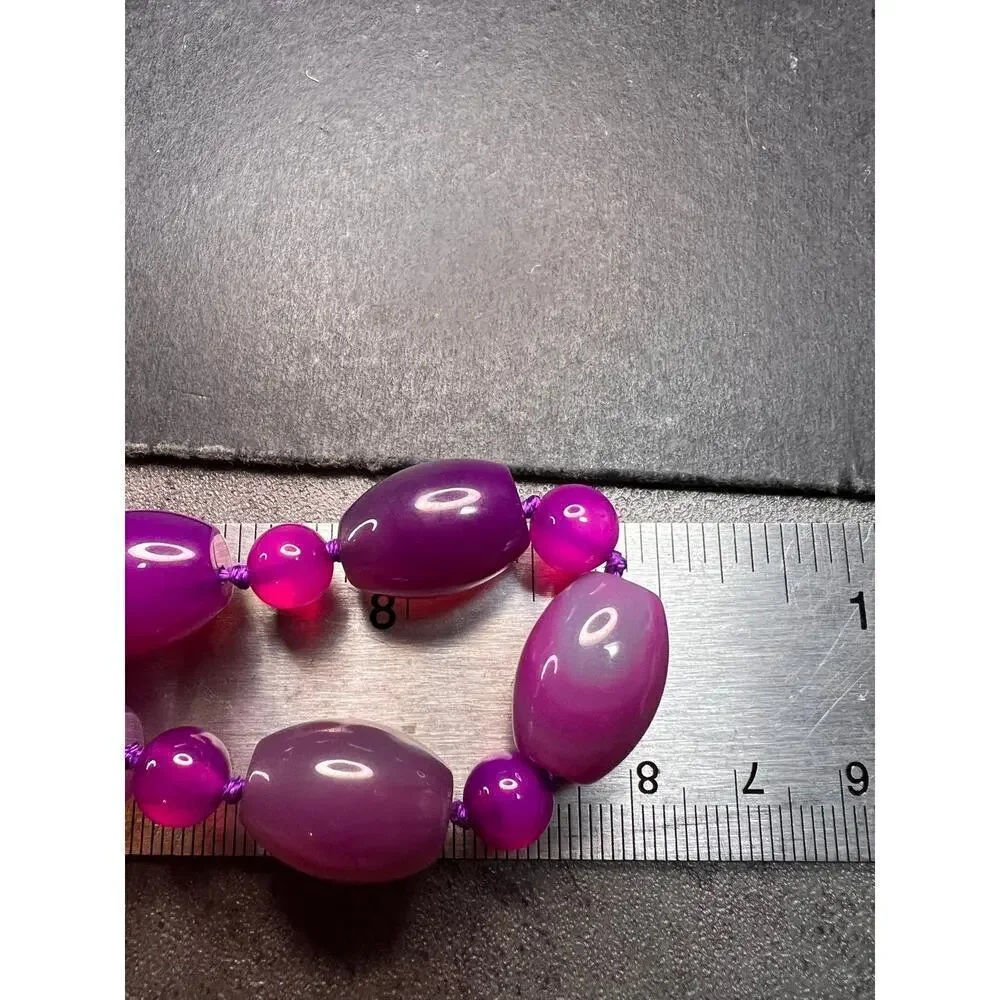 NEW purple agate 18 inch necklace with sterling silver clasp
